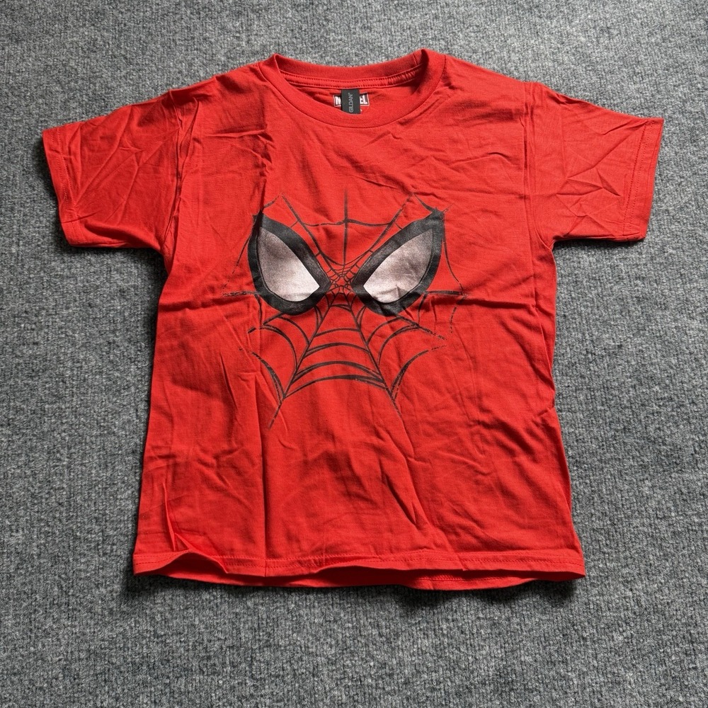 Spider-Man Youth Medium Shirt Red Short Sleeve Boys Kids Size Mask Eye Graphic